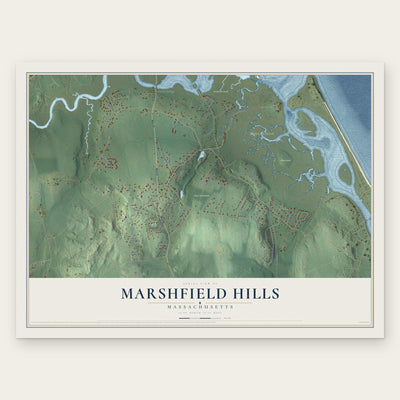 Marshfield Hills, Massachusetts map print, the full design