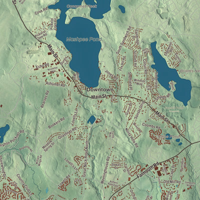 Street and neighborhood detail from the Mashpee, Massachusetts map