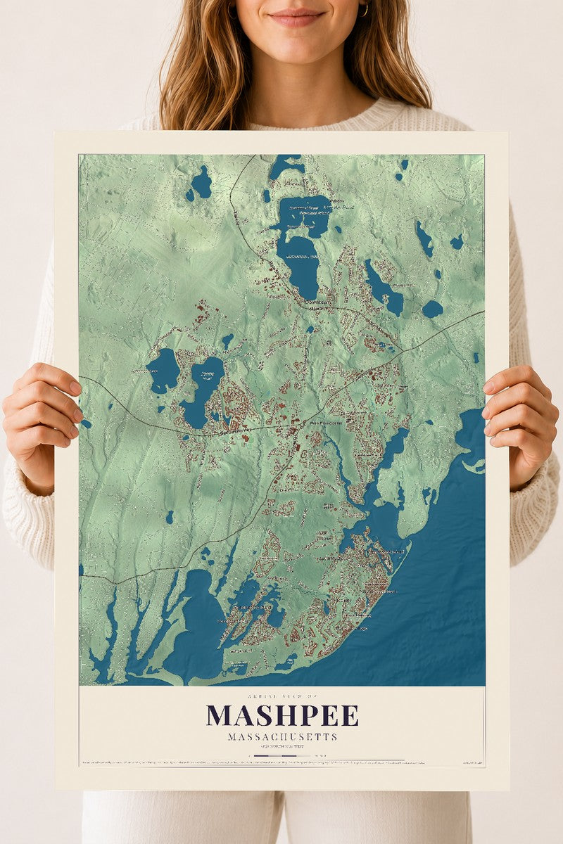 Mashpee, Massachusetts map print - 18 x 24 archival matte print