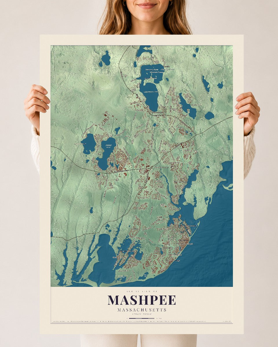 Mashpee, Massachusetts map print - 24 x 36 archival matte print