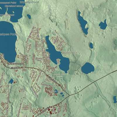 Terrain and local geography detail from the Mashpee, Massachusetts map