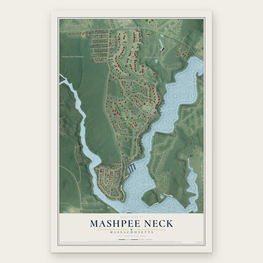 Mashpee Neck, Massachusetts map print, the full design