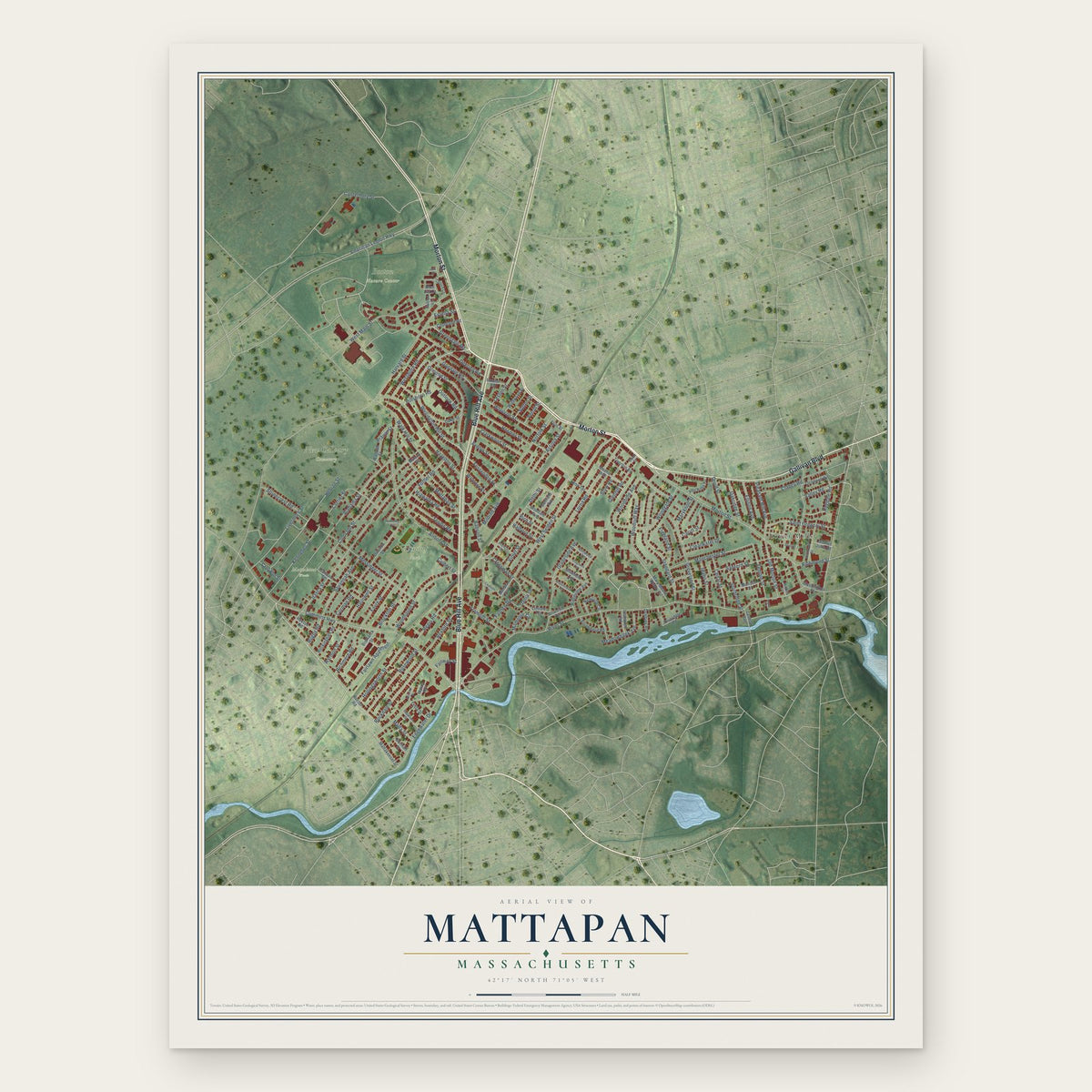 Mattapan, Massachusetts map print, the full design
