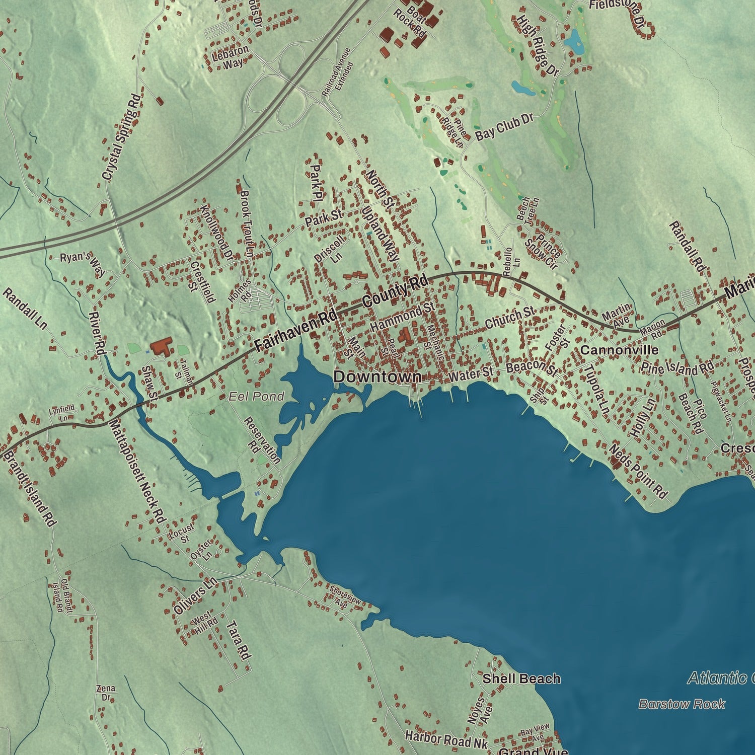 Street and neighborhood detail from the Mattapoisett, Massachusetts map