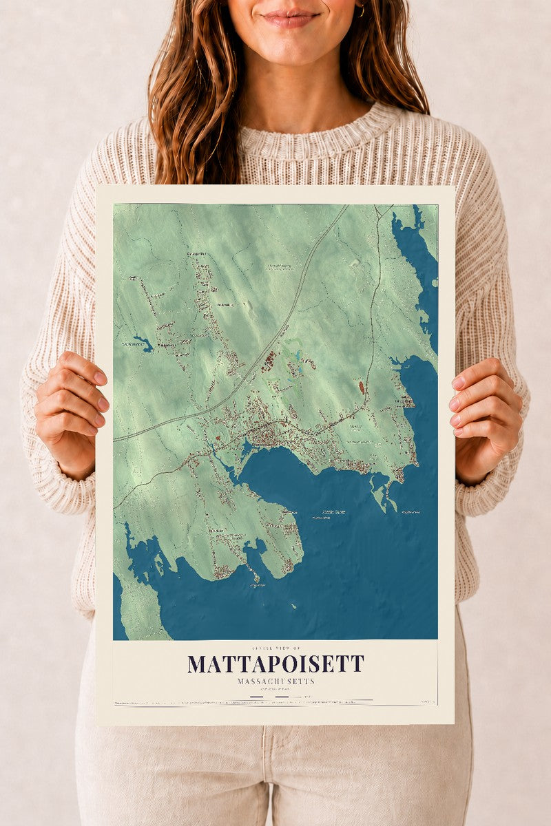 Mattapoisett, Massachusetts map print - 12 x 18 archival matte print