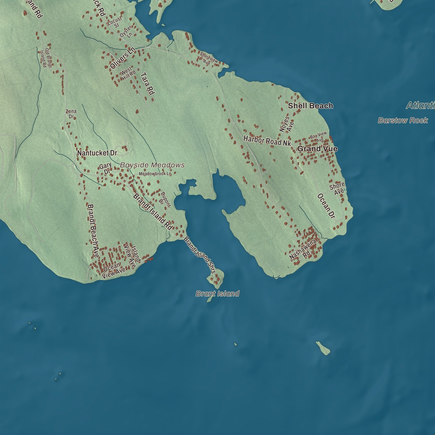 Terrain and local geography detail from the Mattapoisett, Massachusetts map