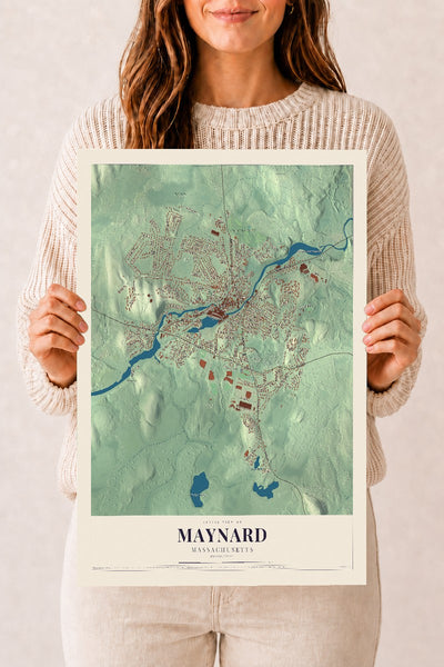 Maynard, Massachusetts map print - 12 x 18 archival matte print