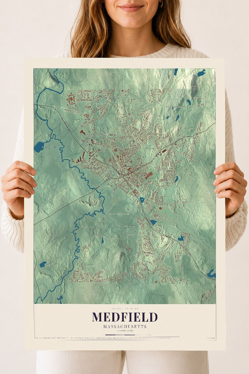 Medfield, Massachusetts map print - 18 x 24 archival matte print