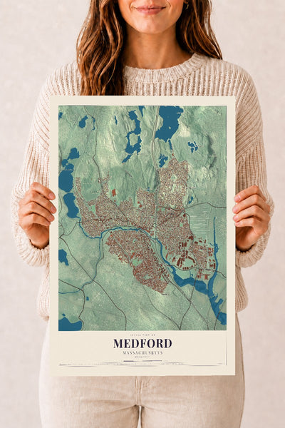 Medford, Massachusetts map print - 12 x 18 archival matte print