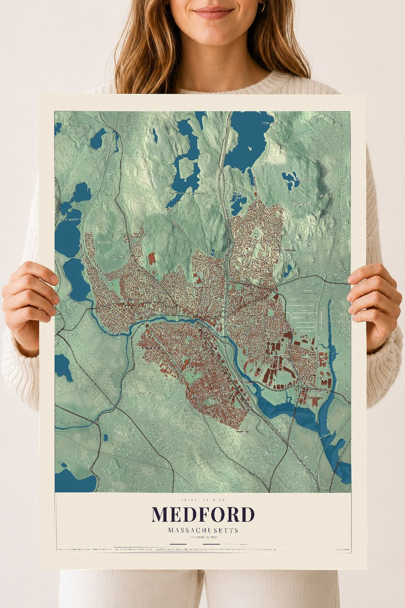 Medford, Massachusetts map print - 18 x 24 archival matte print