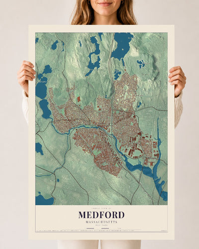 Medford, Massachusetts map print - 24 x 36 archival matte print