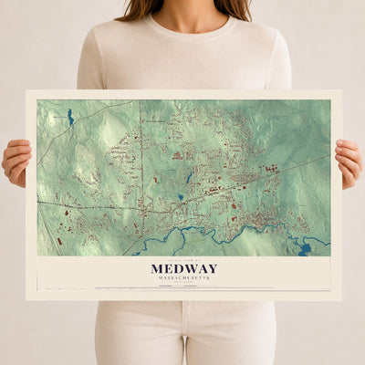 Medway, Massachusetts map print - 12 x 18 archival matte print