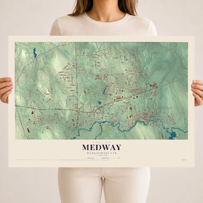 Medway, Massachusetts map print - 18 x 24 archival matte print