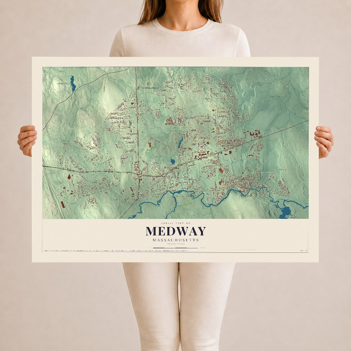 Medway, Massachusetts map print - 24 x 36 archival matte print