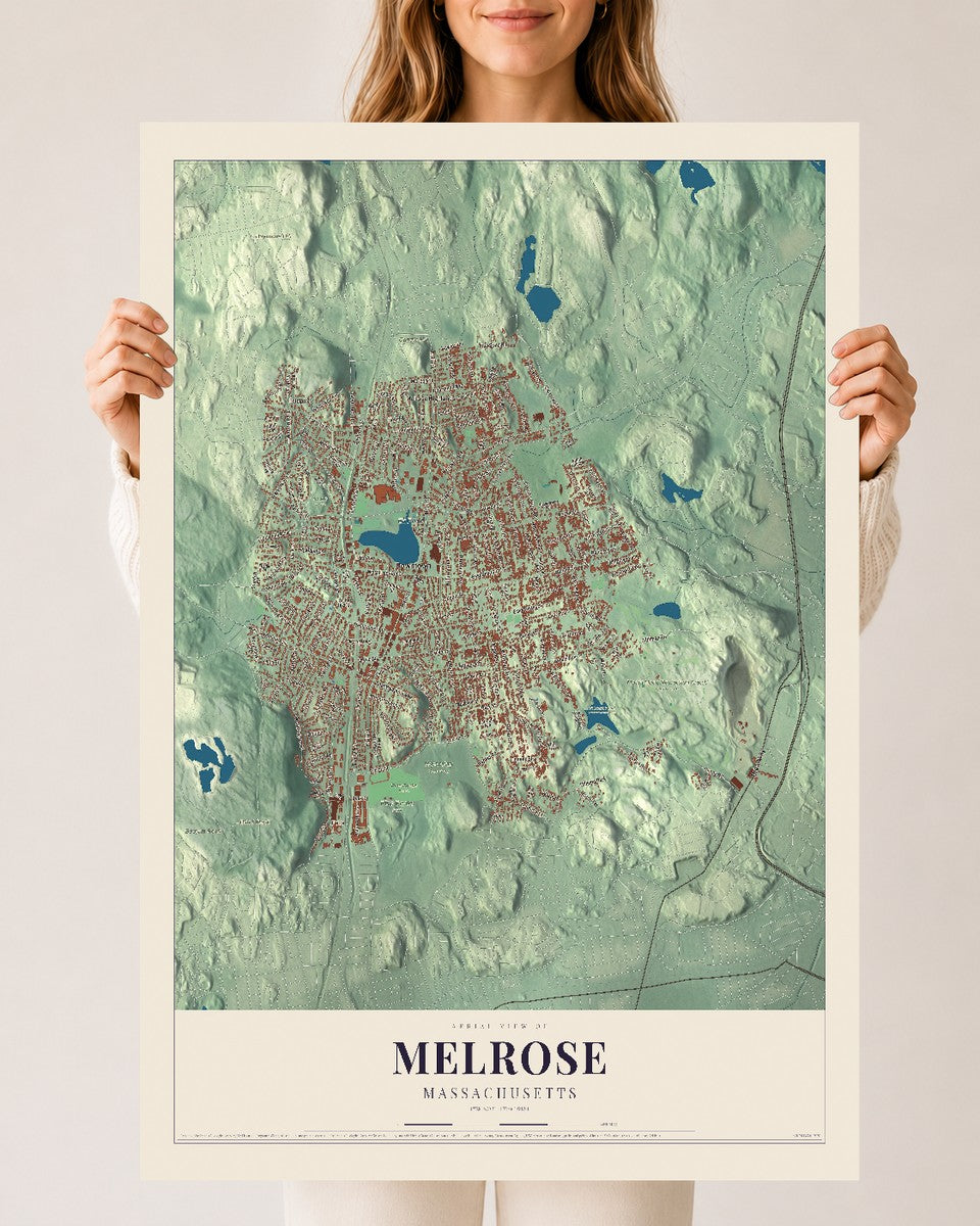 Melrose, Massachusetts map print - 24 x 36 archival matte print