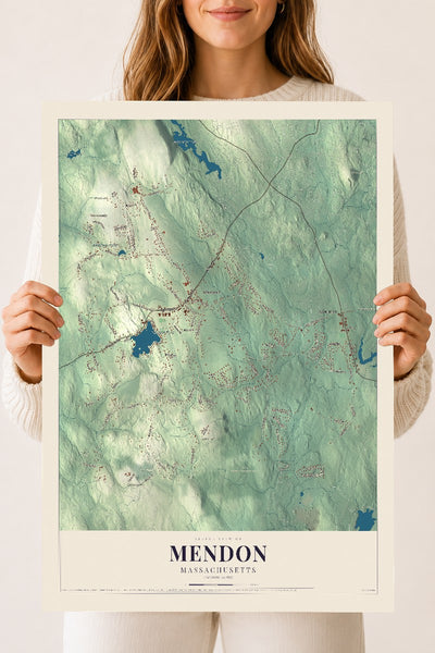 Mendon, Massachusetts map print - 18 x 24 archival matte print