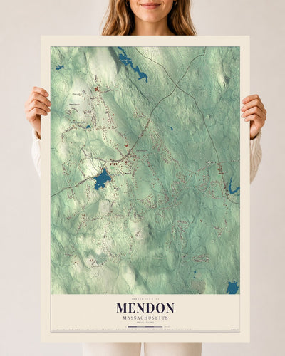 Mendon, Massachusetts map print - 24 x 36 archival matte print