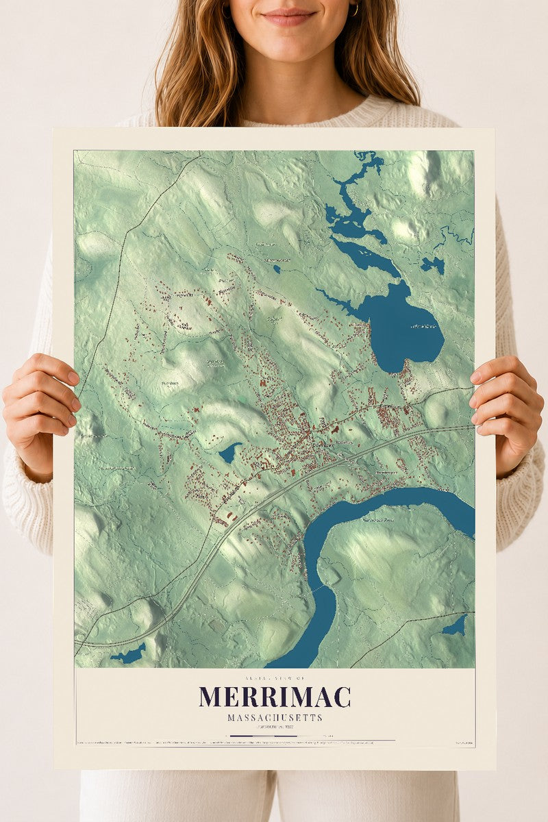 Merrimac, Massachusetts map print - 18 x 24 archival matte print