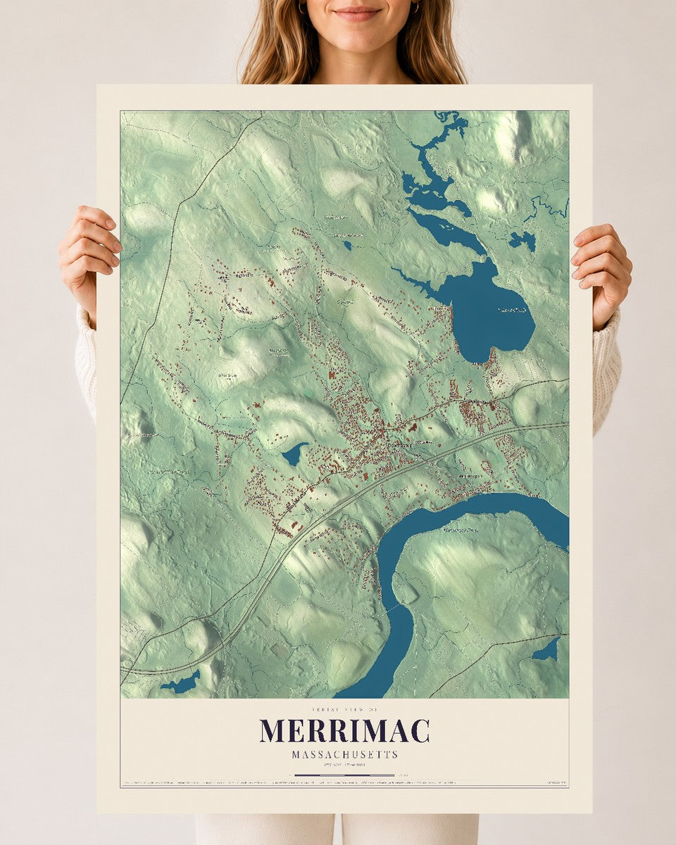Merrimac, Massachusetts map print - 24 x 36 archival matte print
