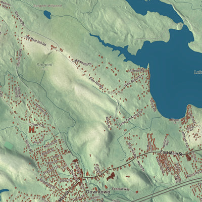 Terrain and local geography detail from the Merrimac, Massachusetts map