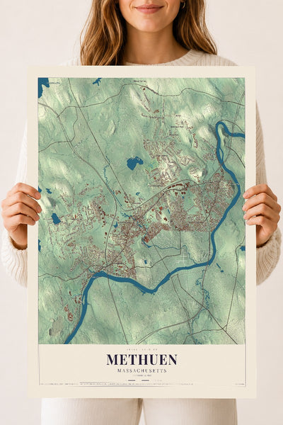 Methuen, Massachusetts map print - 18 x 24 archival matte print