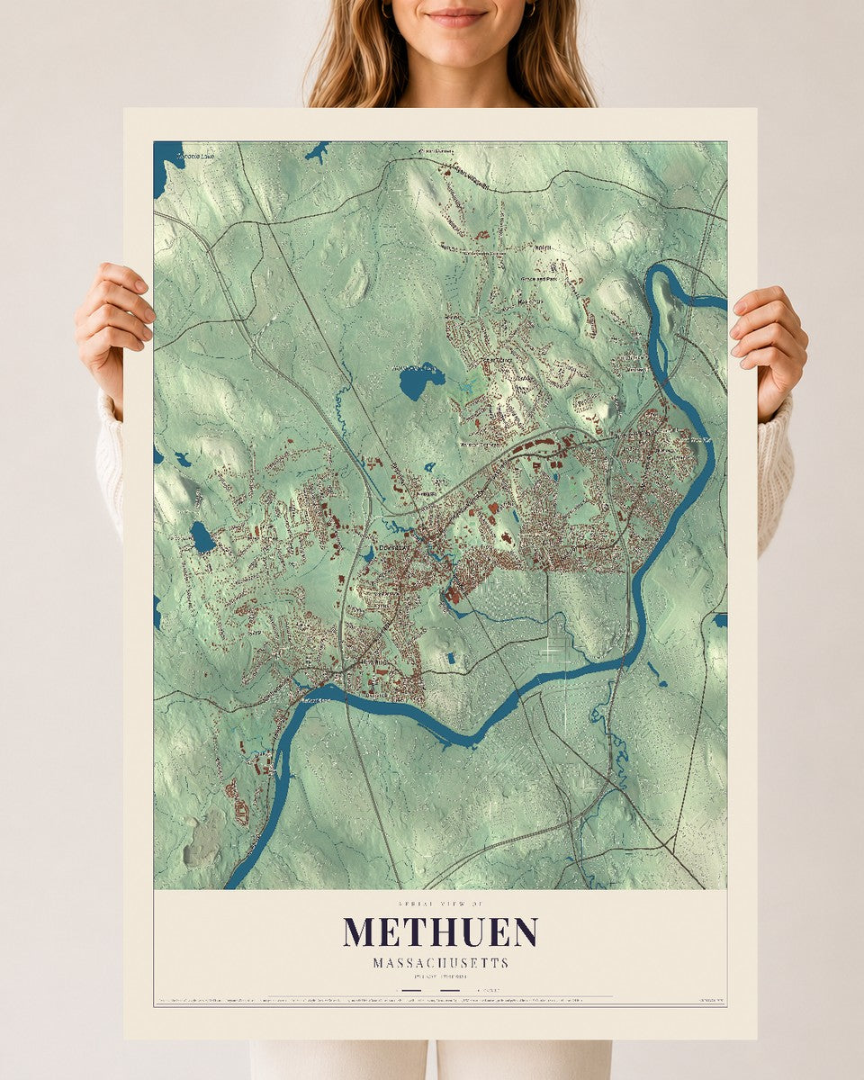 Methuen, Massachusetts map print - 24 x 36 archival matte print