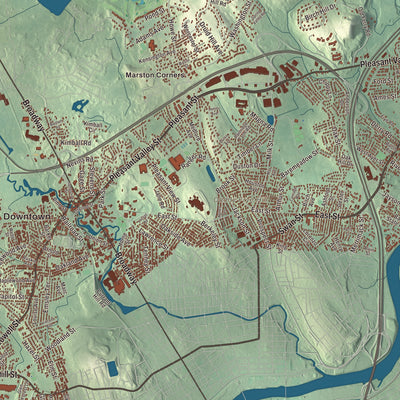 Terrain and local geography detail from the Methuen, Massachusetts map