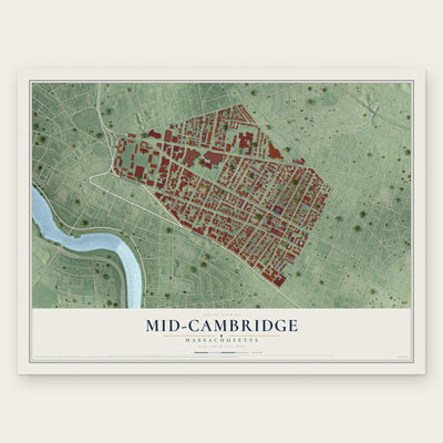 Mid-Cambridge, Massachusetts map print, the full design
