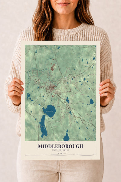 Middleborough, Massachusetts map print - 12 x 18 archival matte print