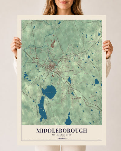 Middleborough, Massachusetts map print - 24 x 36 archival matte print