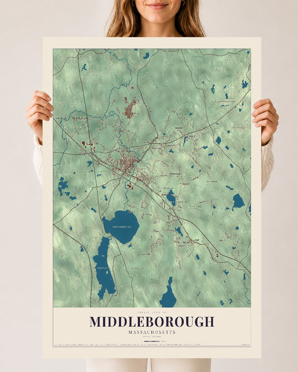 Middleborough, Massachusetts map print - 24 x 36 archival matte print
