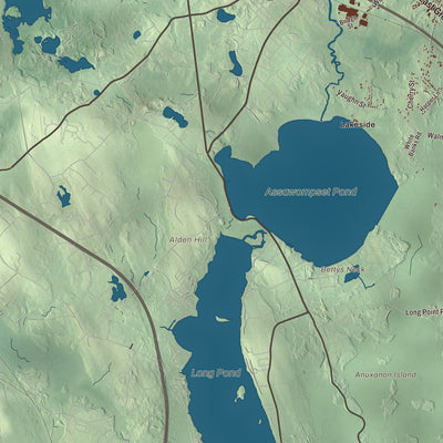Terrain and local geography detail from the Middleborough, Massachusetts map