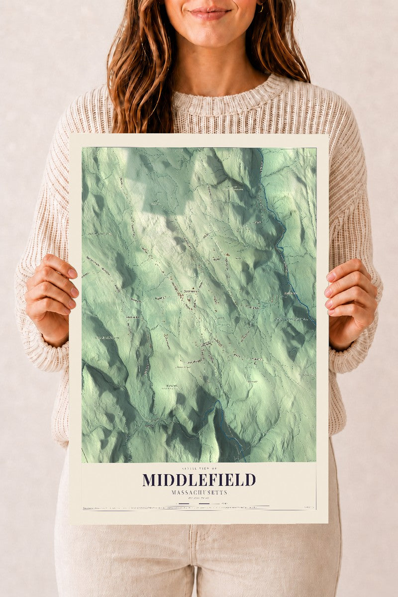Middlefield, Massachusetts map print - 12 x 18 archival matte print