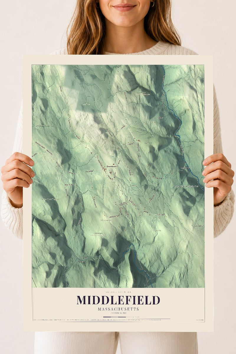 Middlefield, Massachusetts map print - 18 x 24 archival matte print