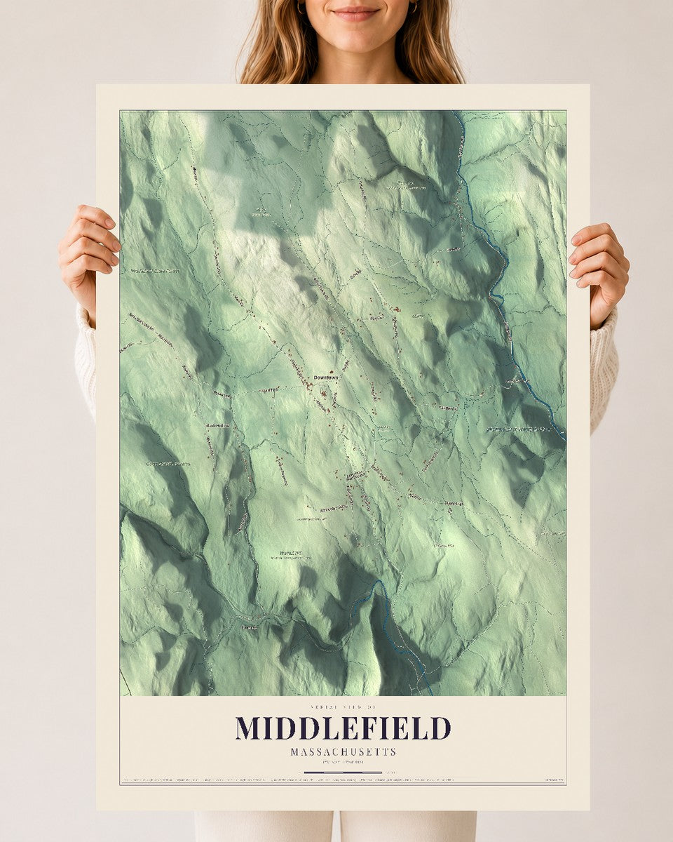 Middlefield, Massachusetts map print - 24 x 36 archival matte print