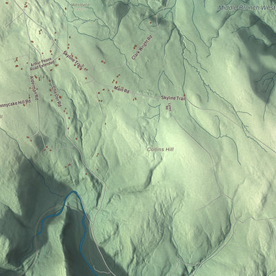 Terrain and local geography detail from the Middlefield, Massachusetts map