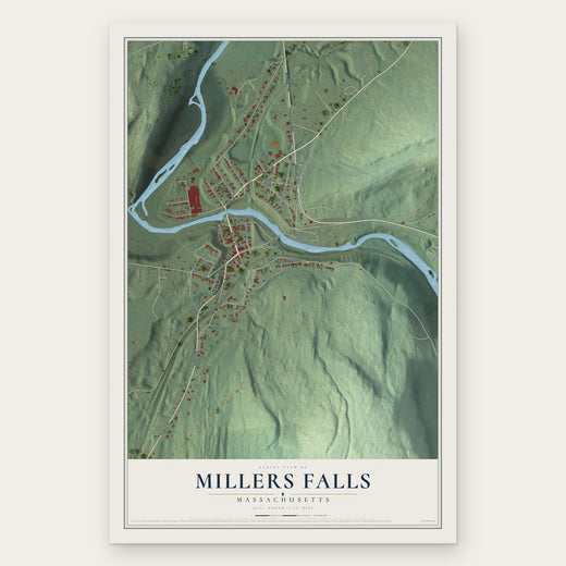 Millers Falls, Massachusetts map print, the full design