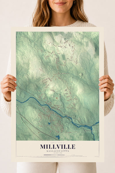 Millville, Massachusetts map print - 18 x 24 archival matte print