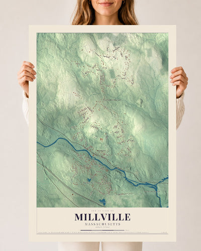 Millville, Massachusetts map print - 24 x 36 archival matte print