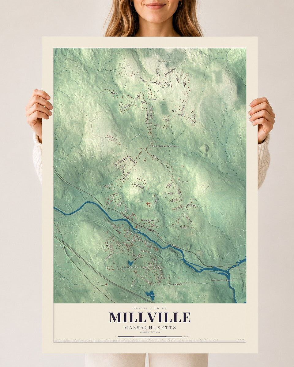 Millville, Massachusetts map print - 24 x 36 archival matte print