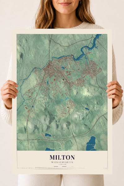 Milton, Massachusetts map print - 18 x 24 archival matte print
