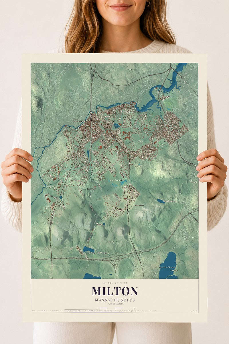 Milton, Massachusetts map print - 18 x 24 archival matte print