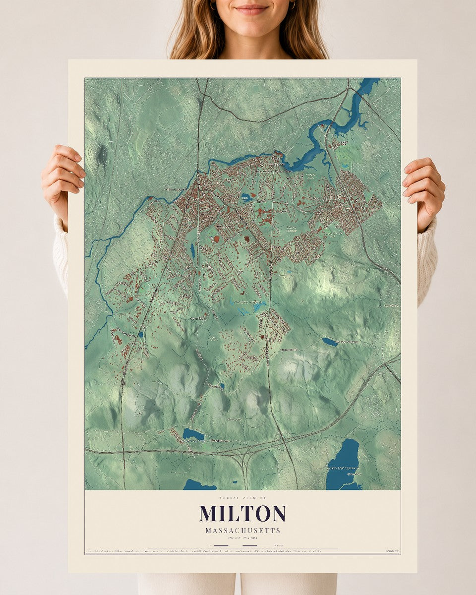 Milton, Massachusetts map print - 24 x 36 archival matte print