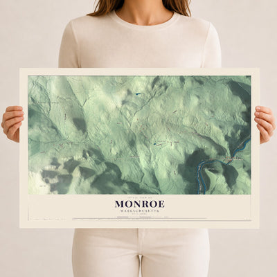 Monroe, Massachusetts map print - 12 x 18 archival matte print