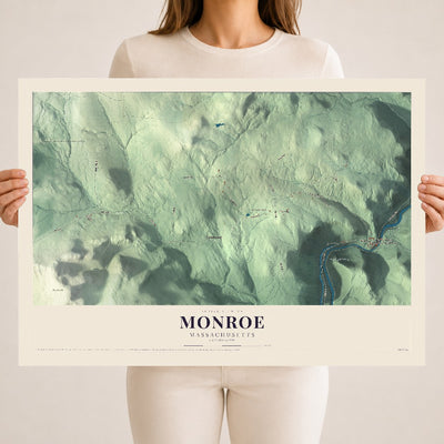 Monroe, Massachusetts map print - 18 x 24 archival matte print