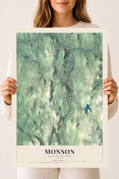 Monson, Massachusetts map print - 18 x 24 archival matte print