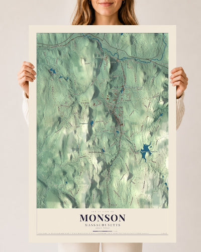 Monson, Massachusetts map print - 24 x 36 archival matte print