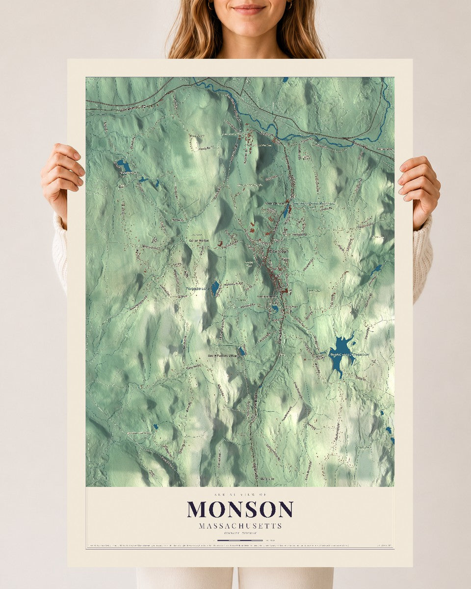 Monson, Massachusetts map print - 24 x 36 archival matte print