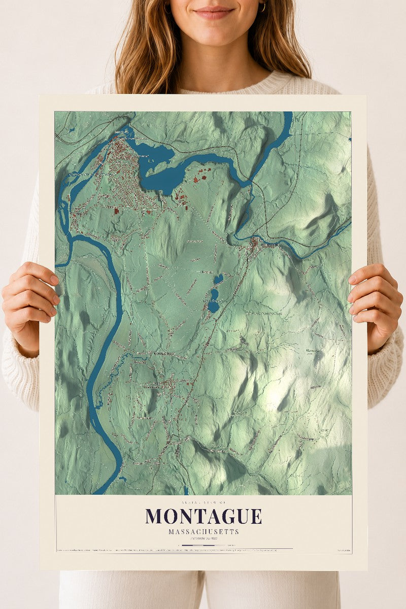 Montague, Massachusetts map print - 18 x 24 archival matte print