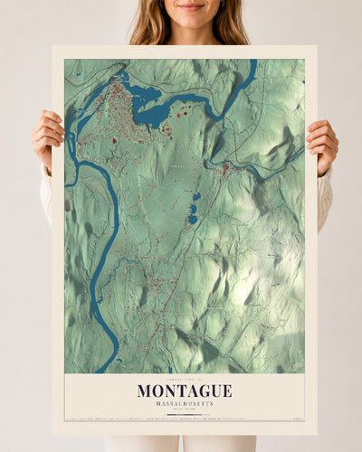 Montague, Massachusetts map print - 24 x 36 archival matte print
